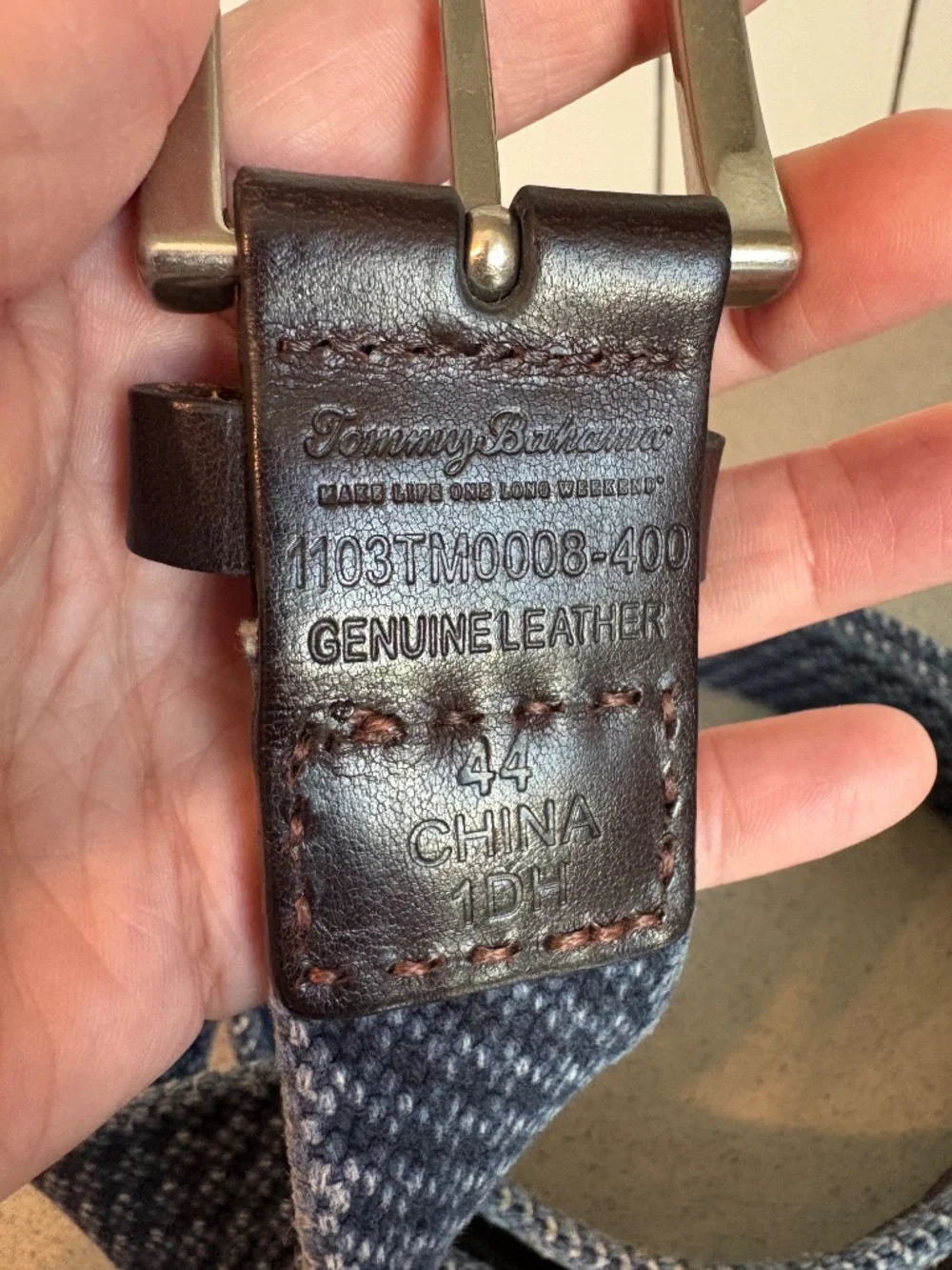 Tommy Bahama cloth and leather belt - size 44 (see pic)